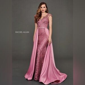 Rachel Allan Mauve Lace Prom Dress